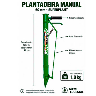 Plantadeira Manual 60 mm com Uma Empunhadura e Limitador de Profundidade