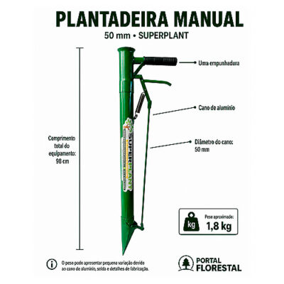 Plantadeira Manual 50 mm com Uma Empunhadura para Hortaliças