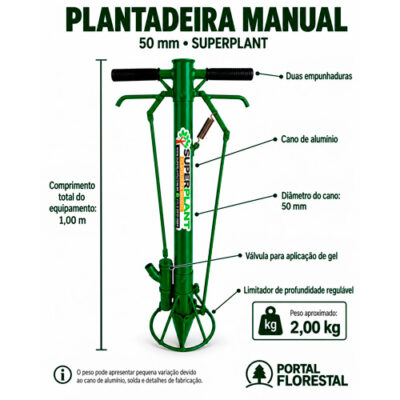 Plantadeira Manual 50 mm para Hortaliças com Válvula para Gel