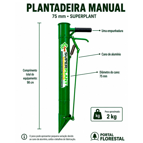 Plantadeira Manual com Uma Empunhadura – Cano de Alumínio 75 mm